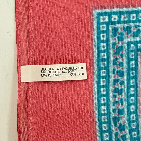 Lot of 4 Vintage Avon Scarfs Made in Italy Assortment Red Pink Blue Polyester - Picture 4 of 16